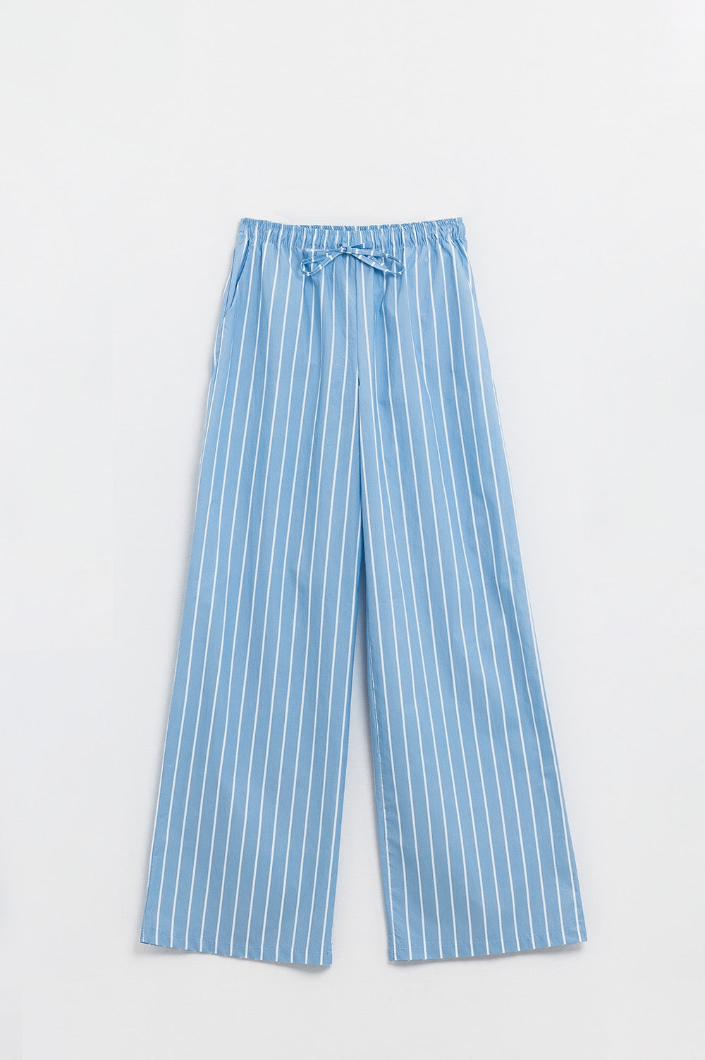 Blauw Gestreepte Vloeiende Lange Broek