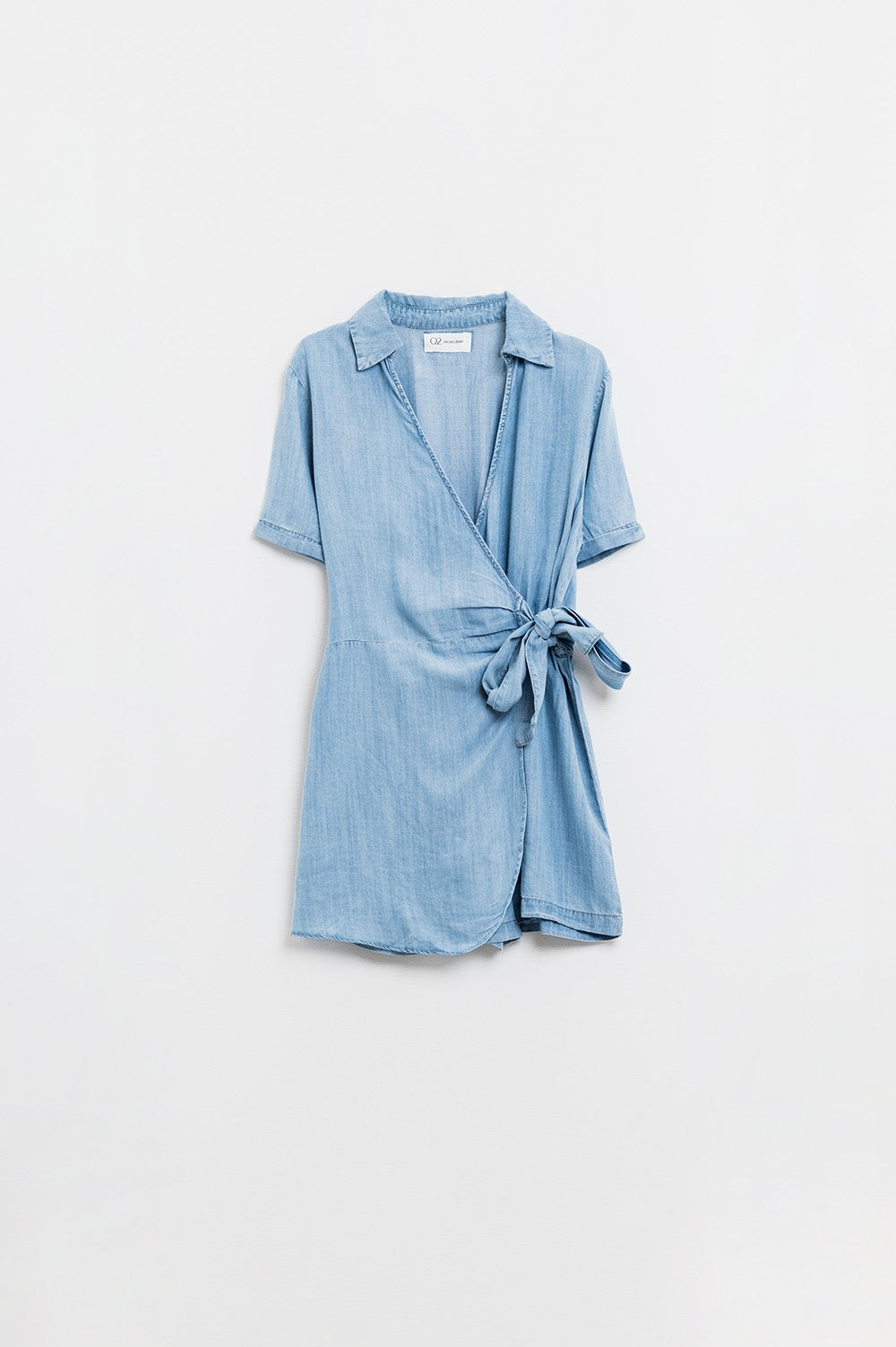 Blauw Tencel denim wikkel-jumpsuit