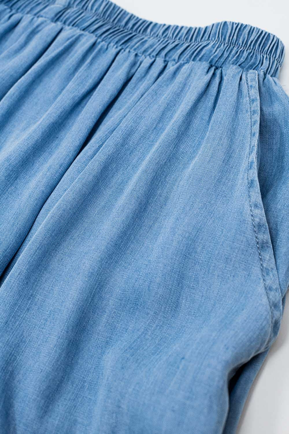 Blauwe Tencel denim-achtige maxi rok