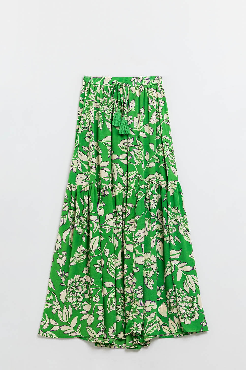 Gelaagde Maxi Rok In Groen Bloemenprint