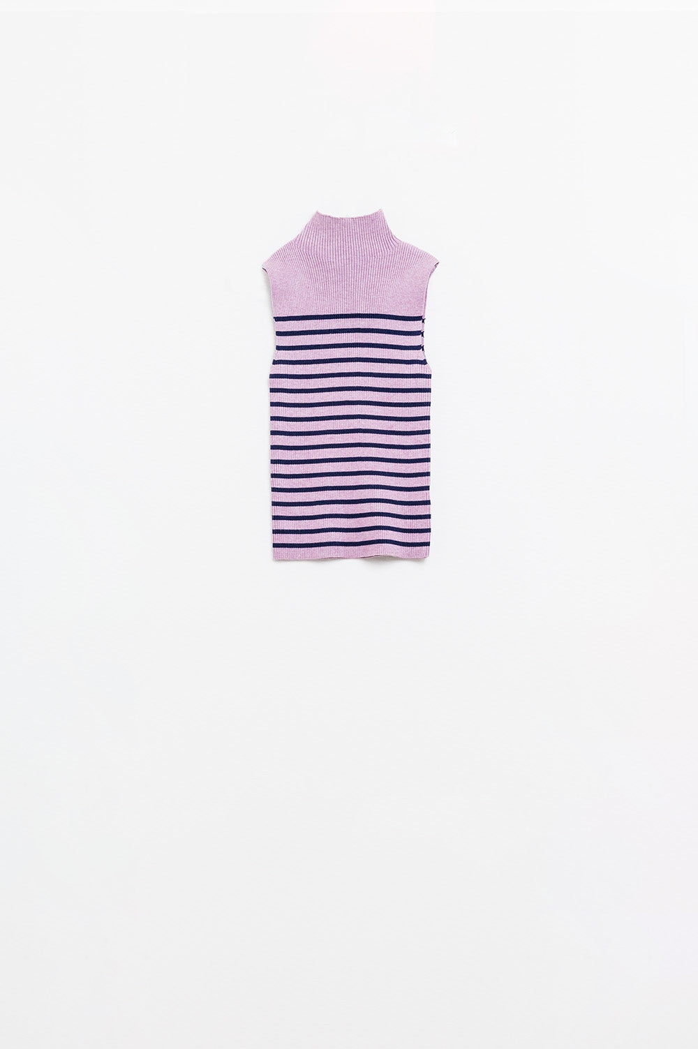 Gestreepte Schildpad Hals Tanktop In Lavander