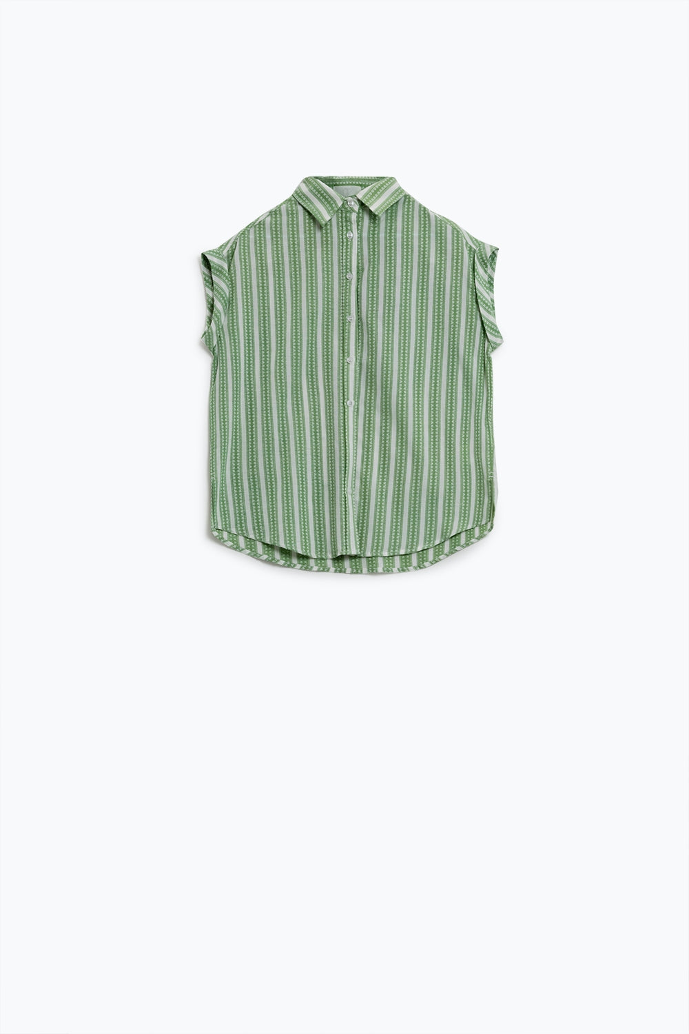 Groene blouse met verticale strepen en korte mouwen