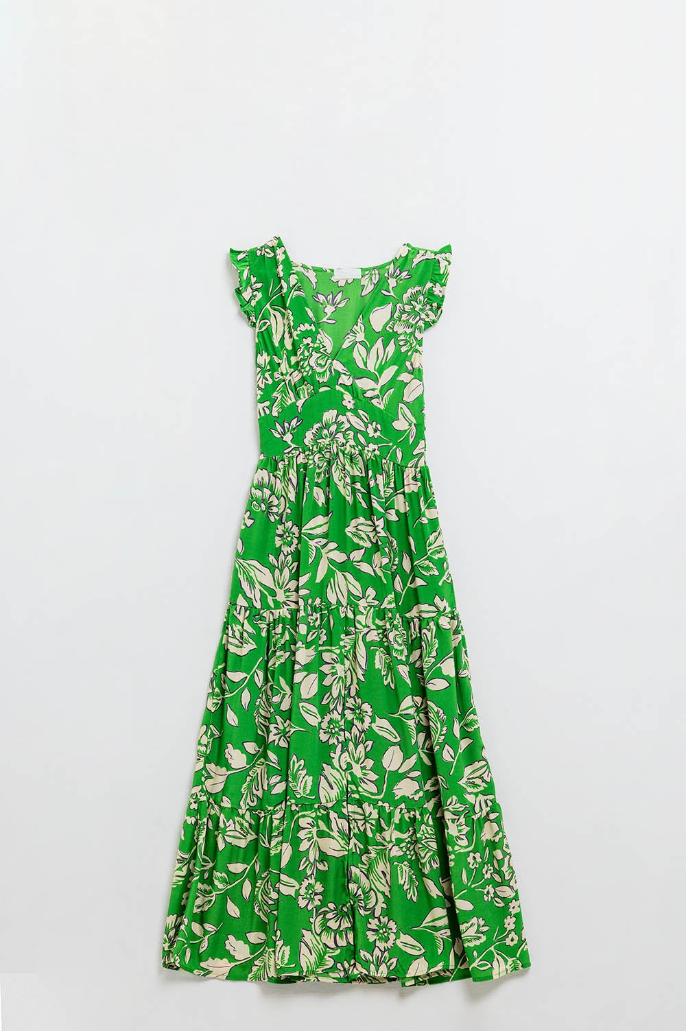 Maxi Cinched Waist Bloemenprint Jurk in Groen