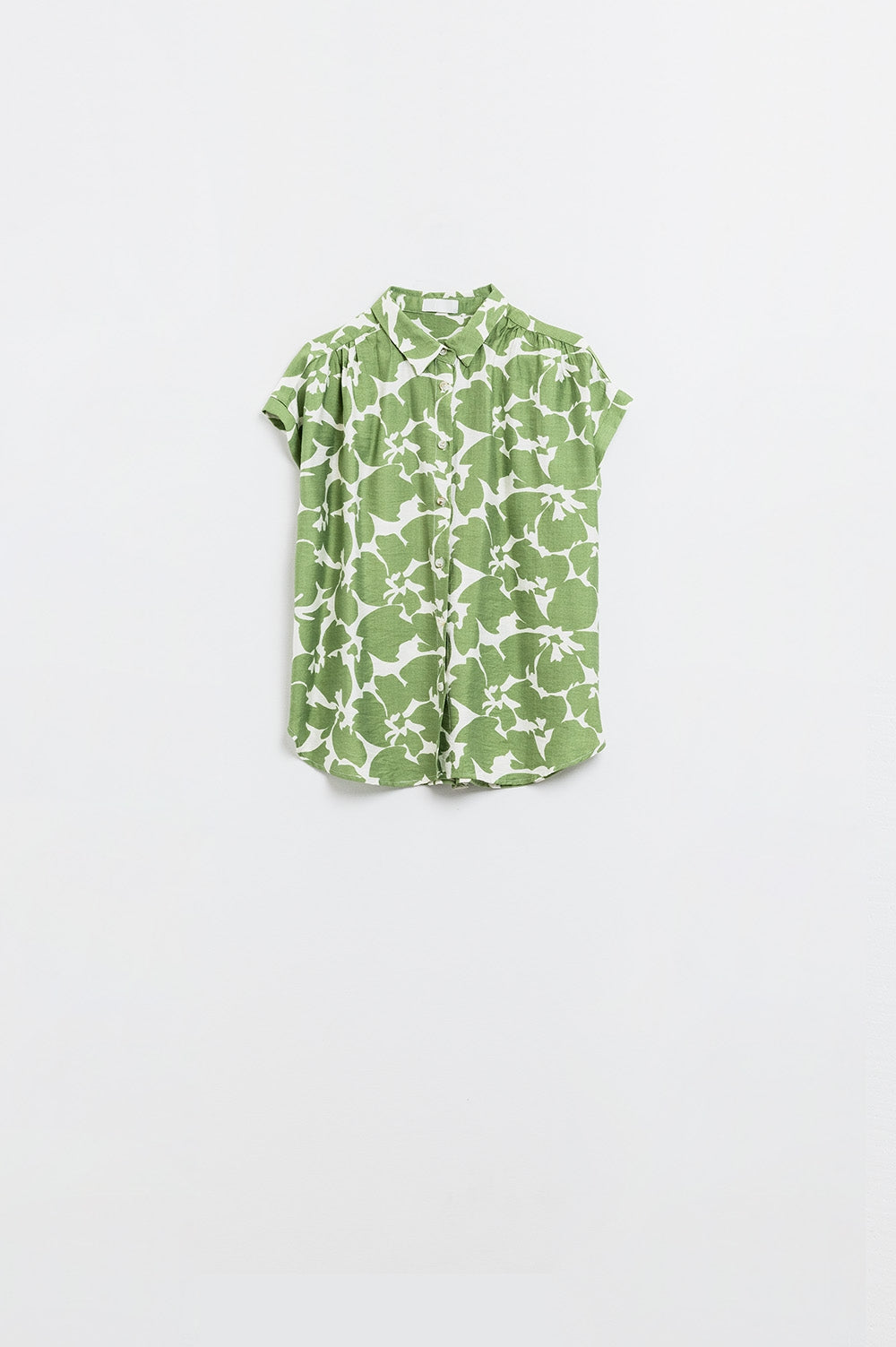 Ontspannen shirt met bloemenprint in groen