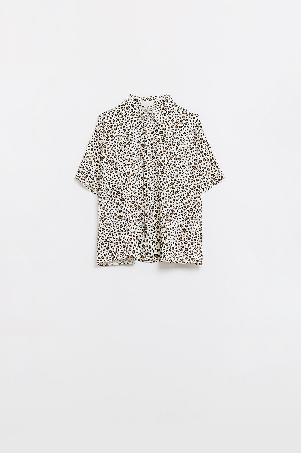 Relaxed oversized shirt met luipaardprint en korte mouwen