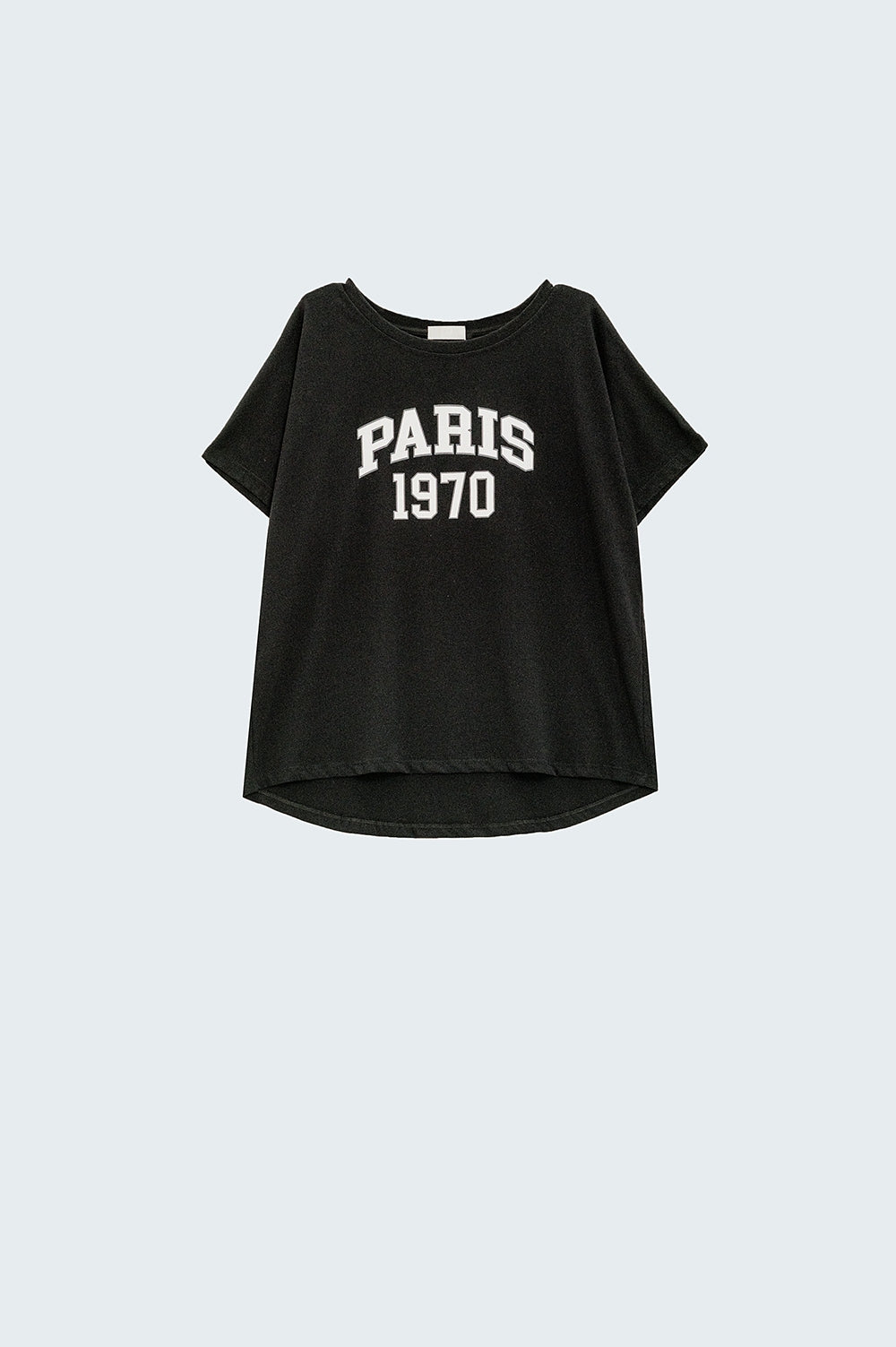 Relaxed zwart t-shirt met opdruk paris 1970 in wit