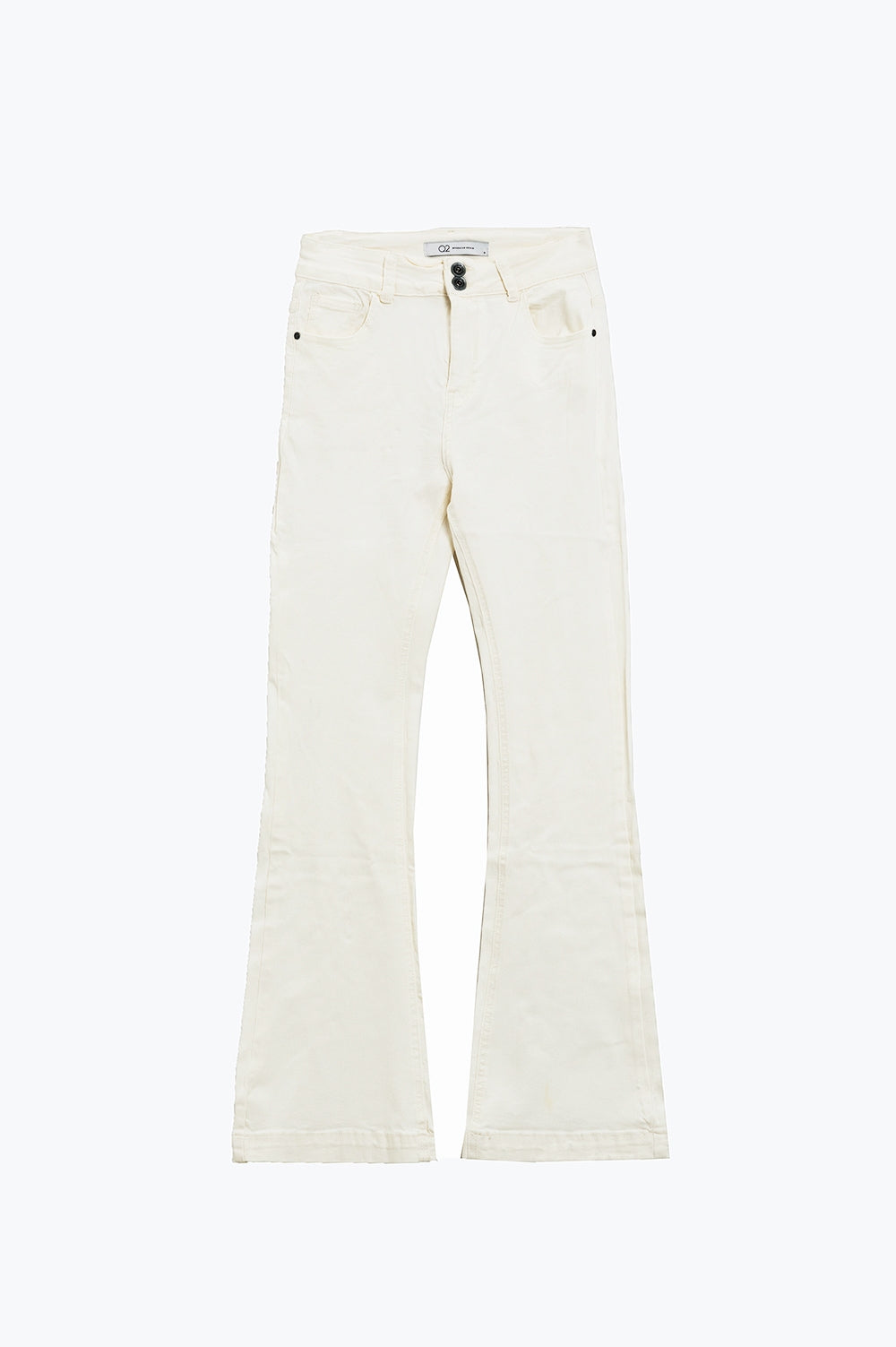 Skinny flared jeans met knoopdetail in wit