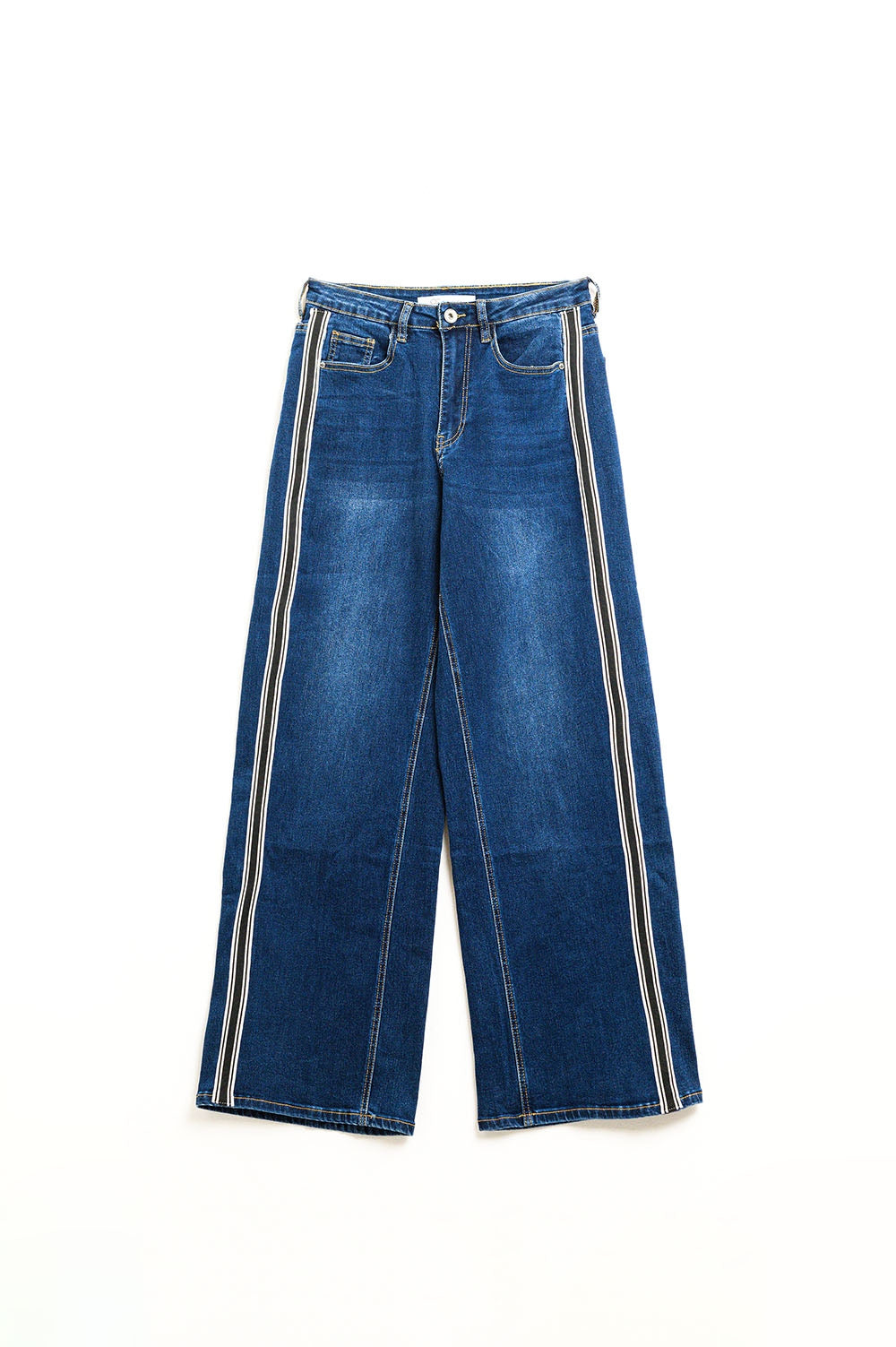 super Wide Leg Jeans met streep op zijkant