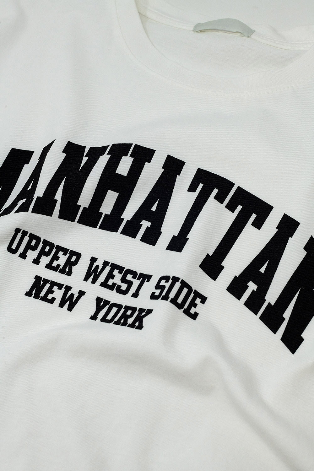 T-shirt met korte mouwen en grafische tekst Manhattan in wit