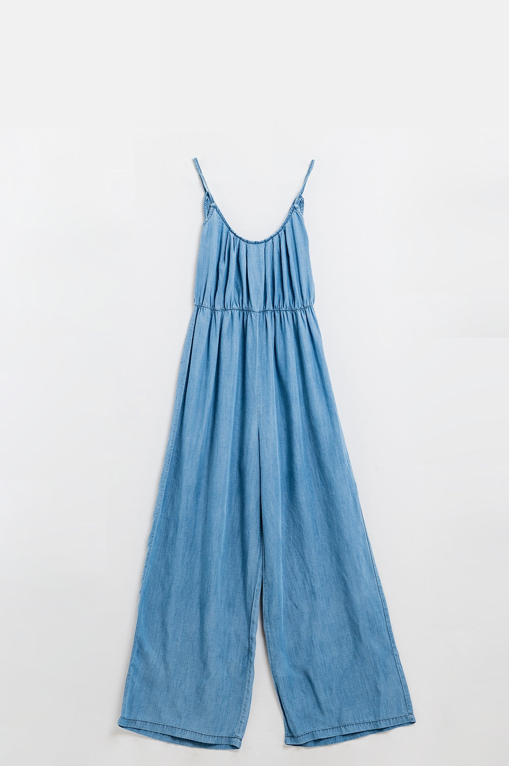 Tencel Denim jumpsuit zonder mouwen met elastische taille