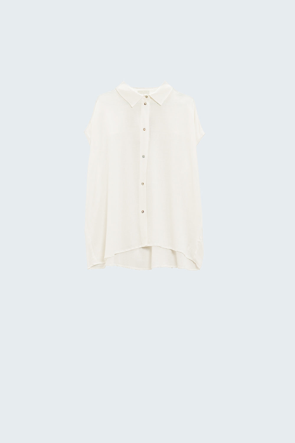 Witte Knoop Blouse Met Polokraag