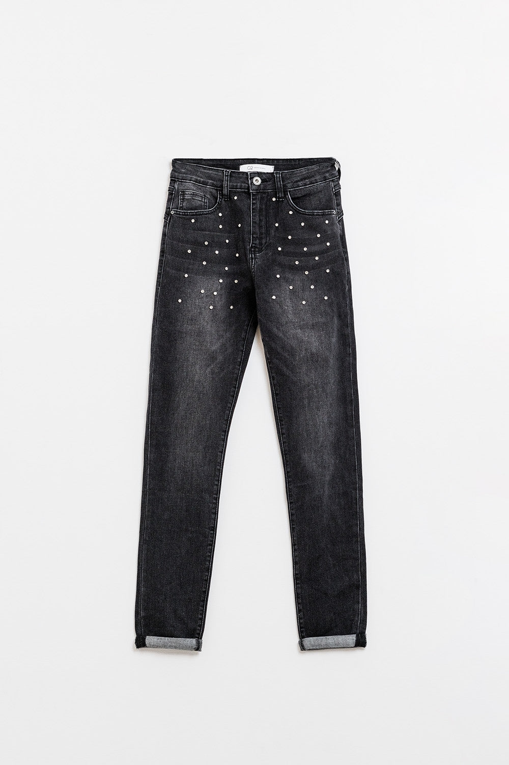 Zwarte skinny jeans met steentjes