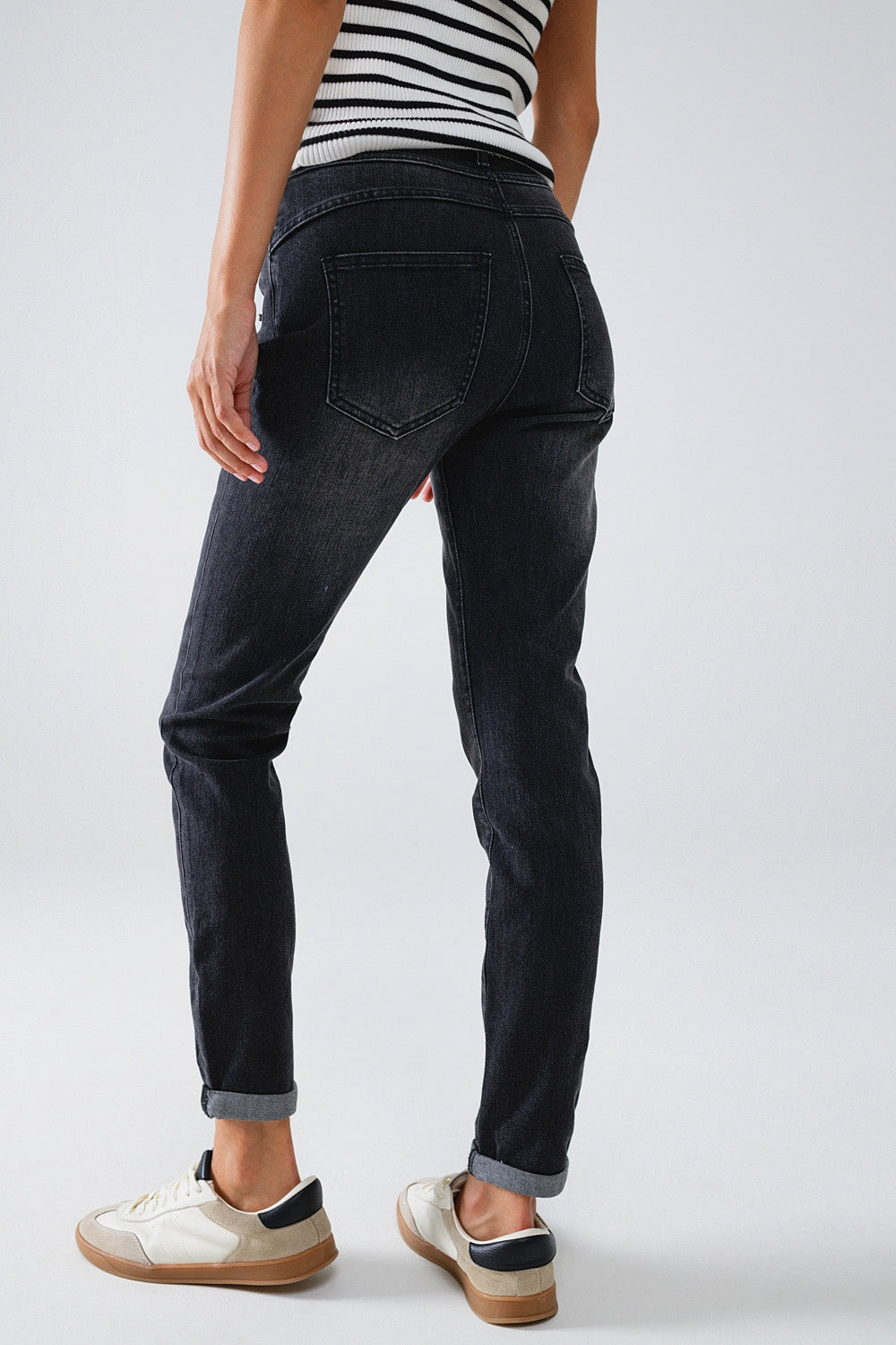 Zwarte skinny jeans met steentjes