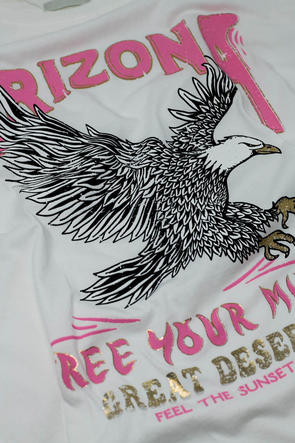 Arizona T-shirt met adelaar digitale opdruk in wit