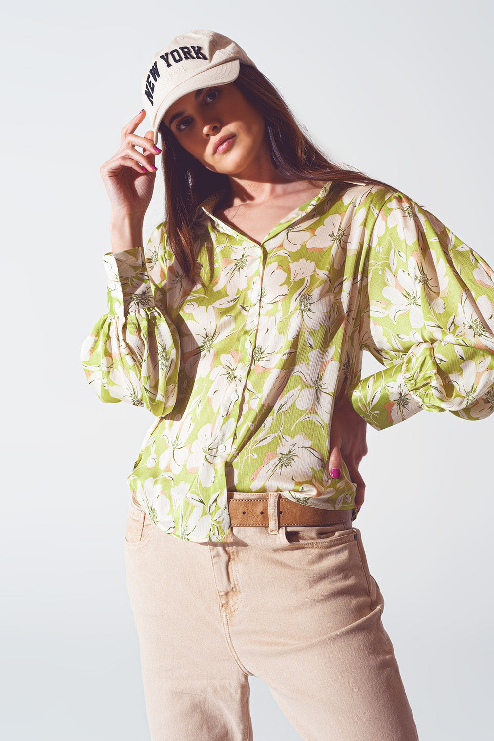 Q2 Bloemenprint blouse in groen