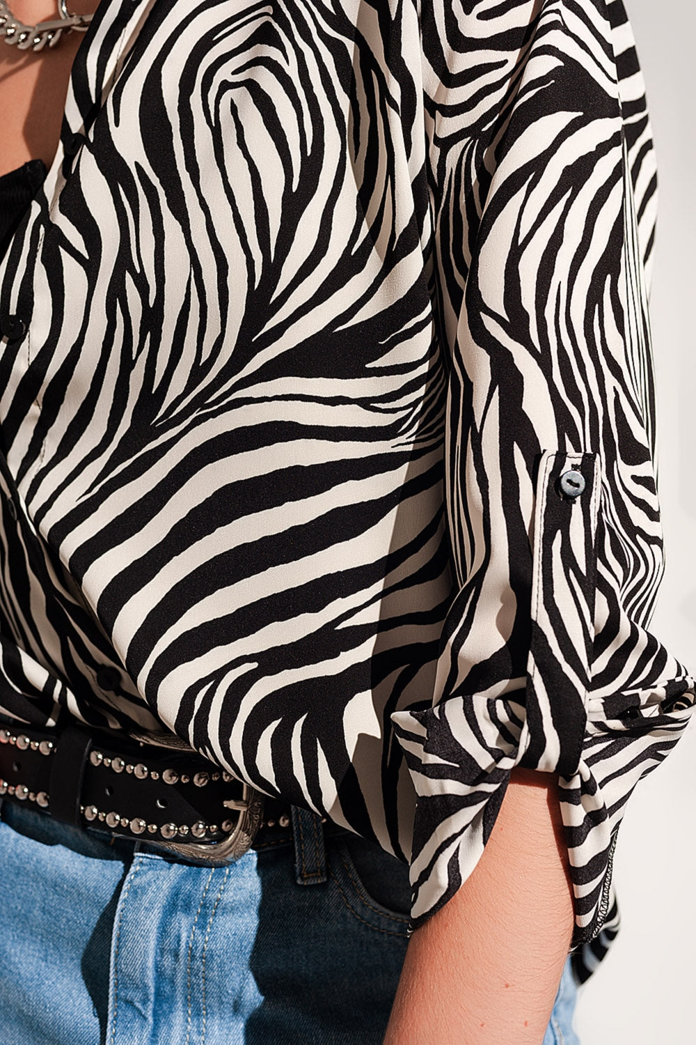 Blouse met lange mouw in zebraprint