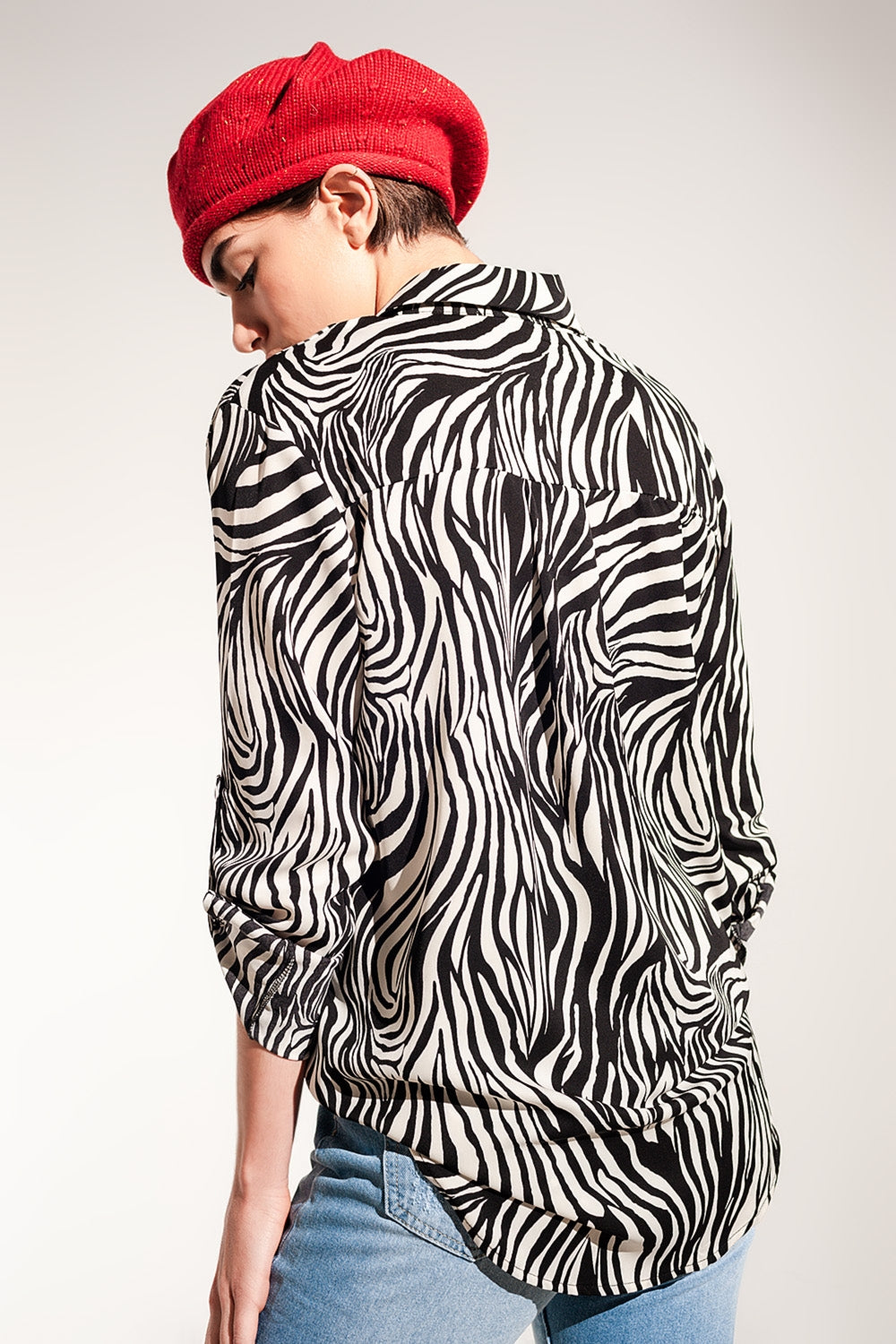 Blouse met lange mouw in zebraprint