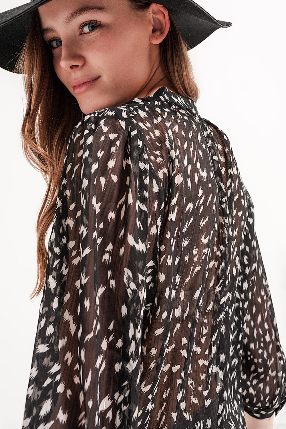 Blouse with print in black