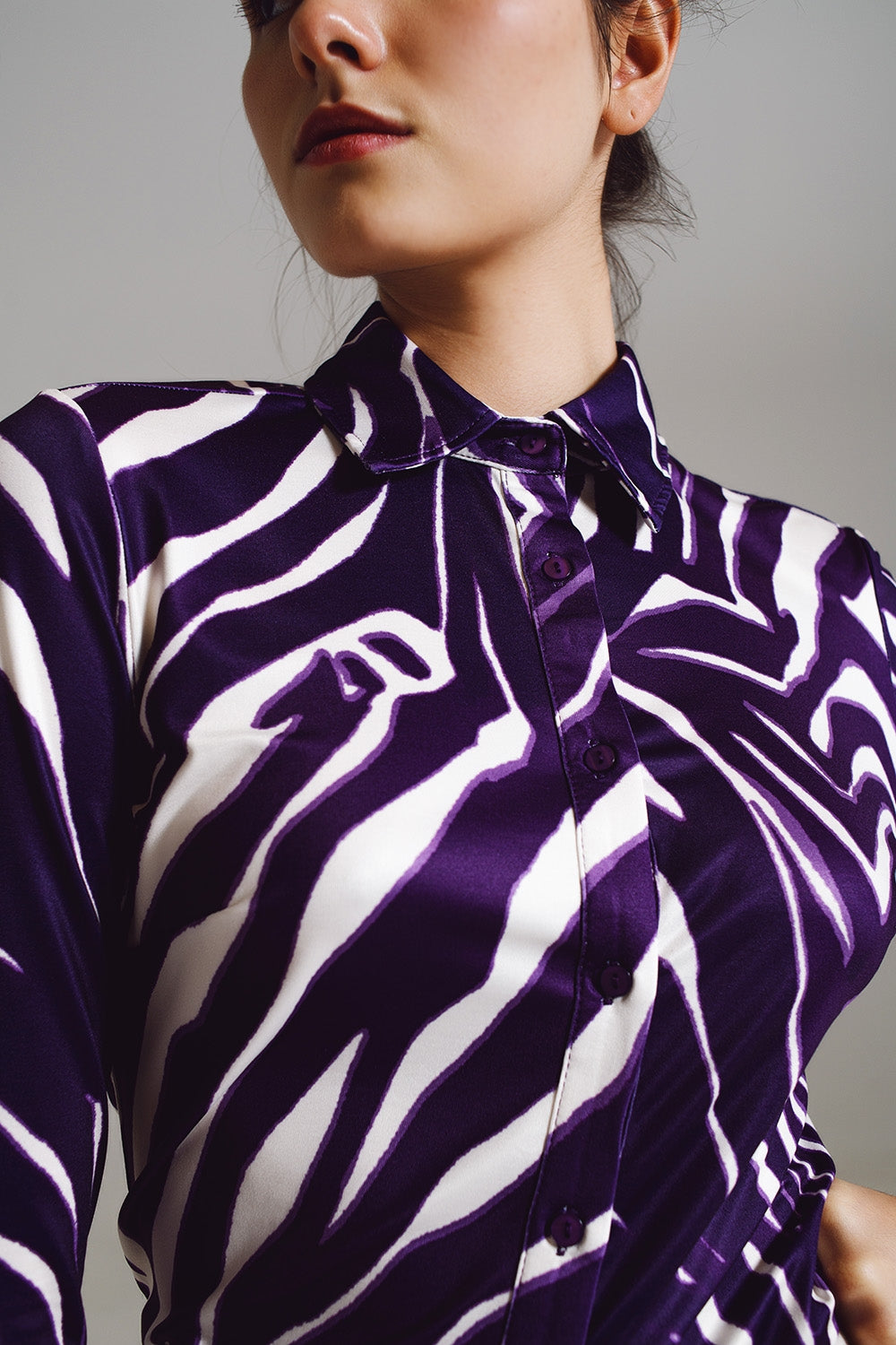 Blouse met zebra-print in paars en crème