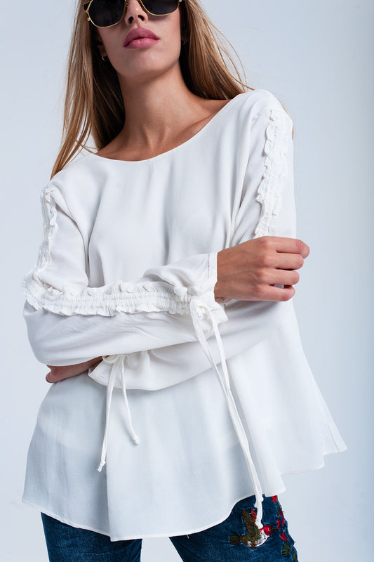 Q2 Crème vloeiende blouse