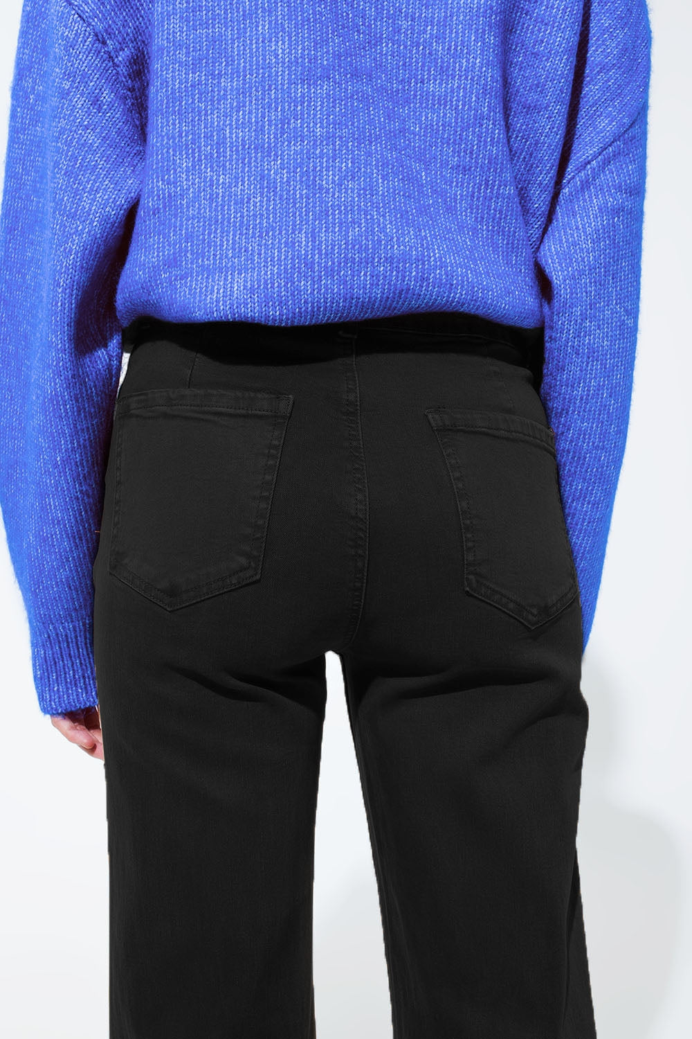 flare jeans met hoge taille en zakken voor in zwart