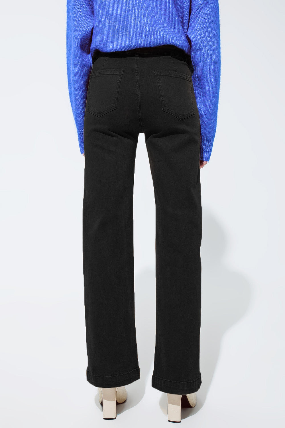 flare jeans met hoge taille en zakken voor in zwart