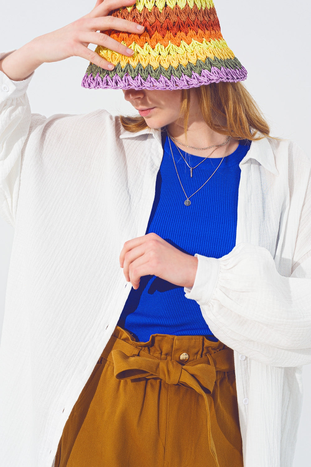 Structured Loose Blouse in White