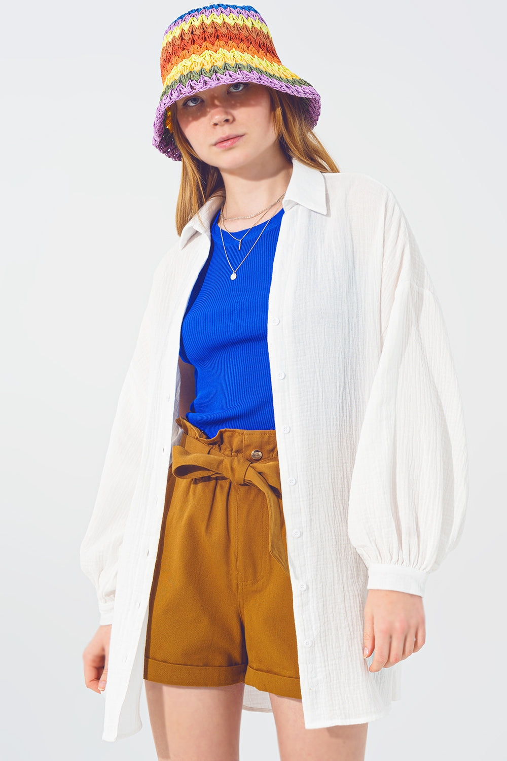 Structured Loose Blouse in White