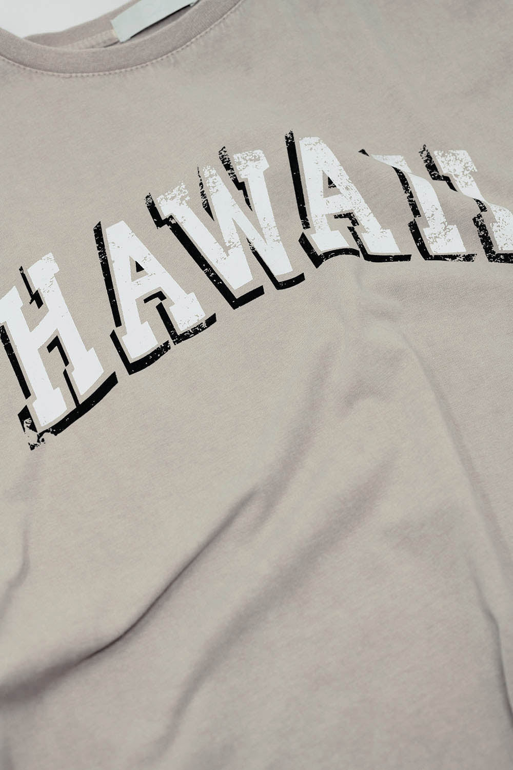 Gewassen effect Hawaii T-shirt in beige