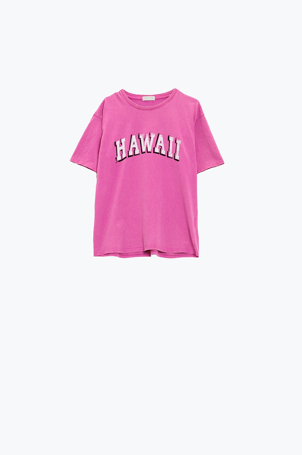 Gewassen Effect Hawaii T-shirt In Fuschia