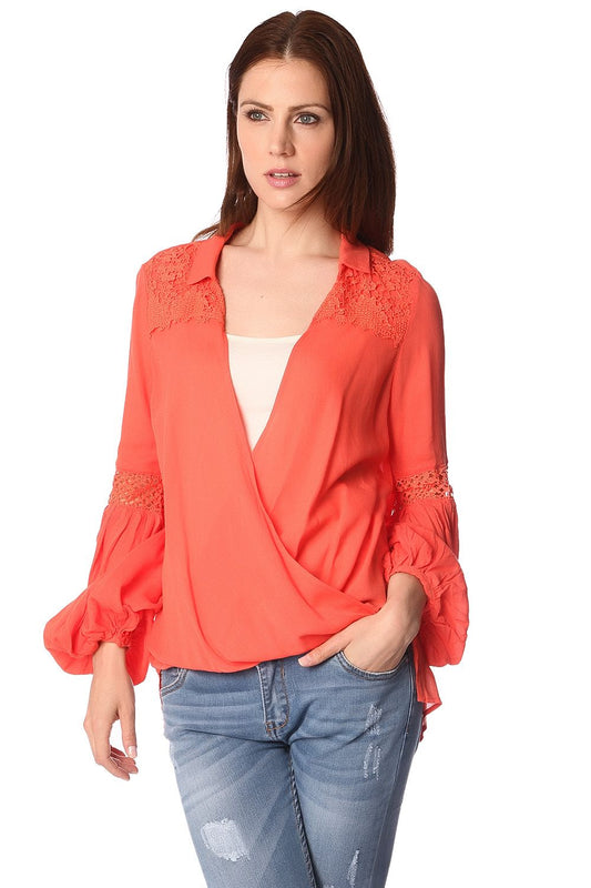 Q2 Oranje overslag blouse