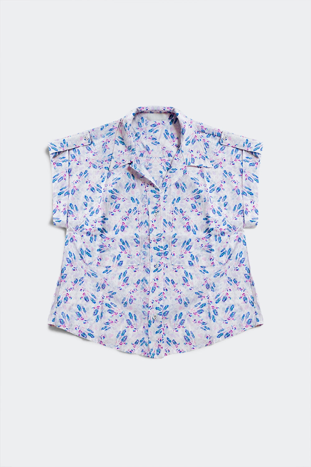 Purple blouse with pockets and floral print