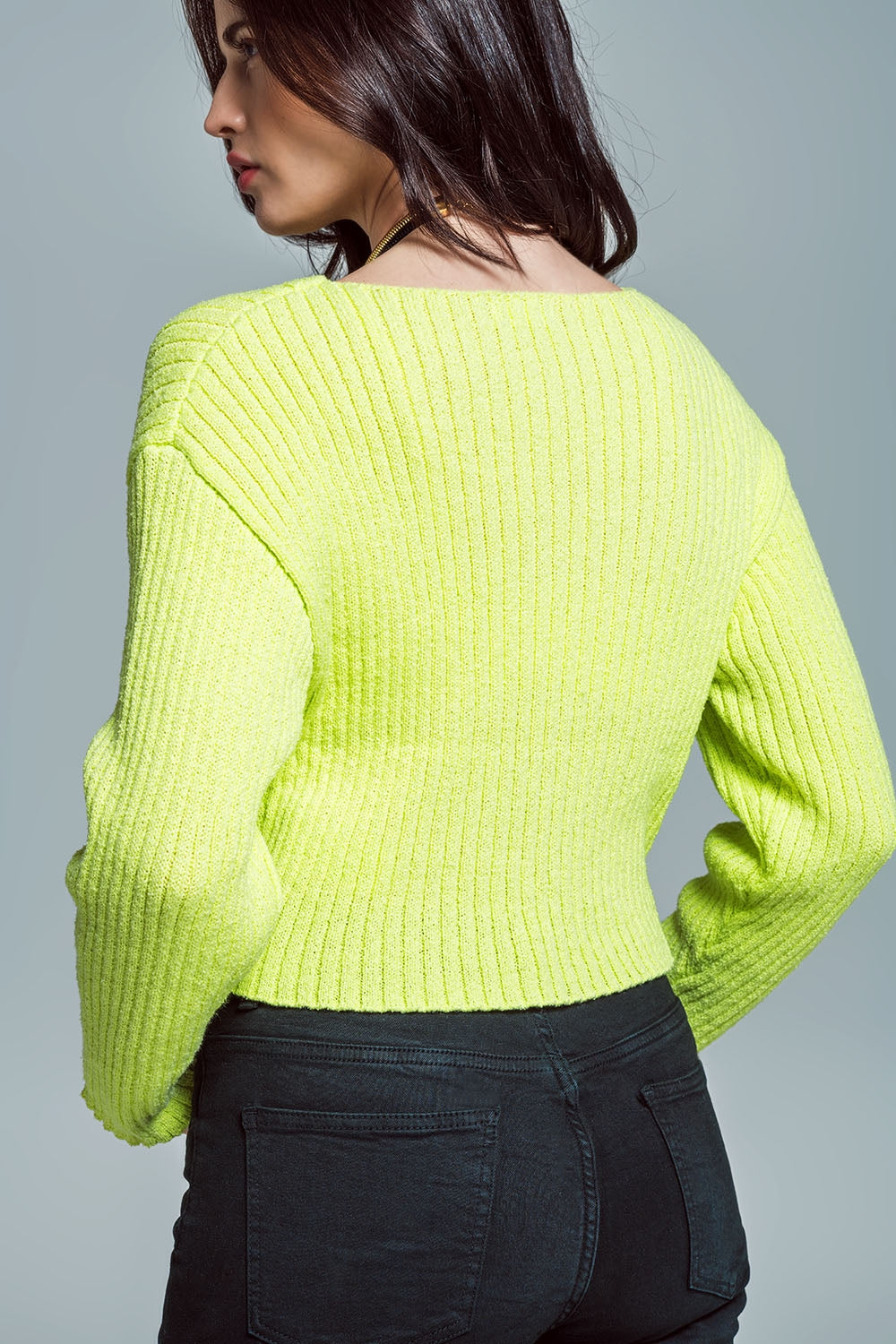 Boothals Relaxed Trui In Grove Rib in Lime Green
