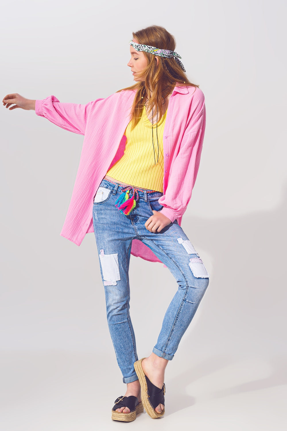 Textured Loose Fit Blouse in Pink