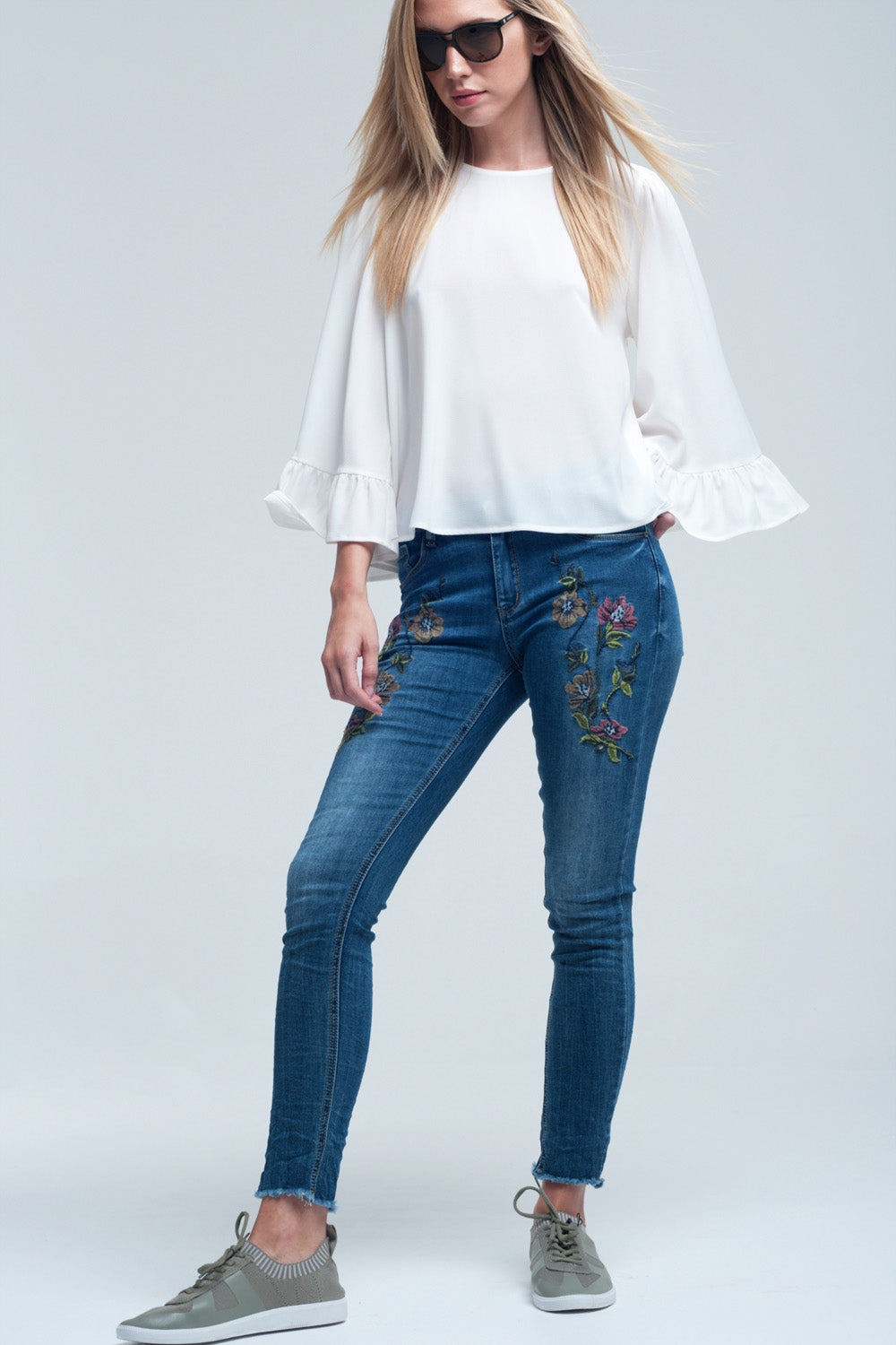 Witte blouse met plooidetail