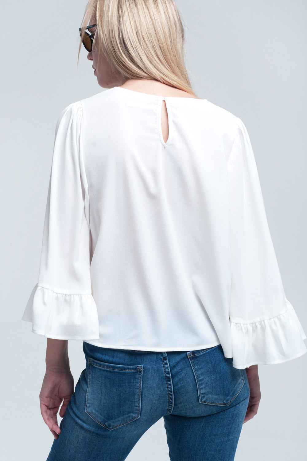 Witte blouse met plooidetail