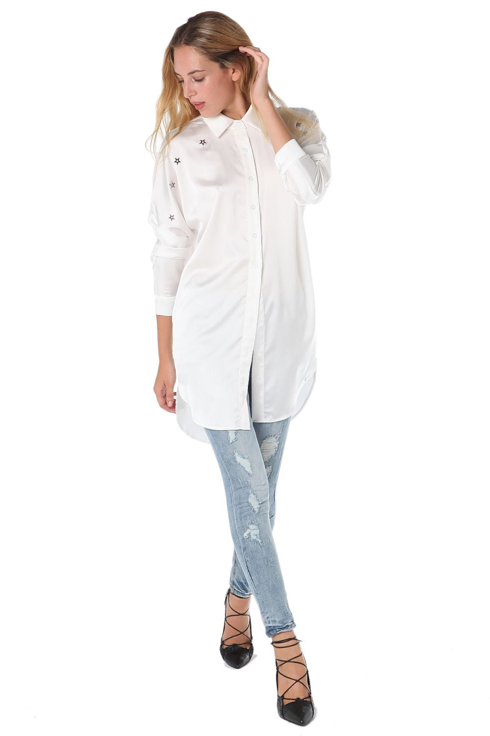 Oversize blouse in satijn