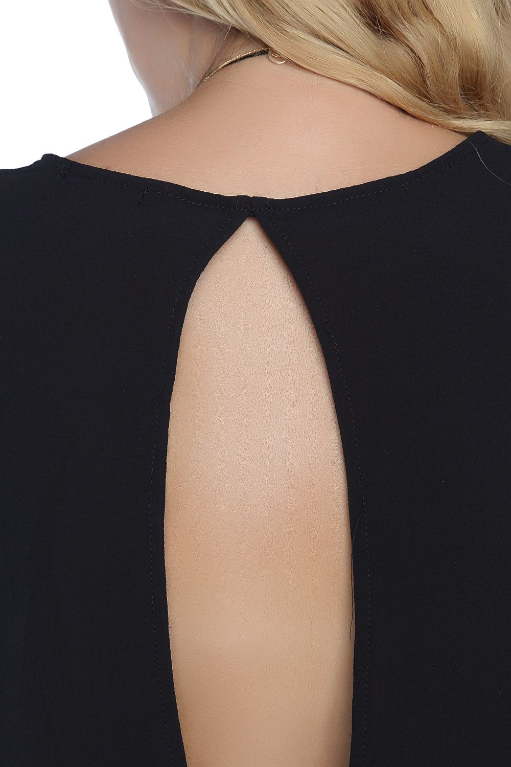 Zwarte blouse van chiffon met keyhole back